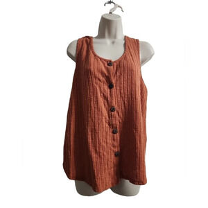 W5 Knit Orange Button Down Tank Size S